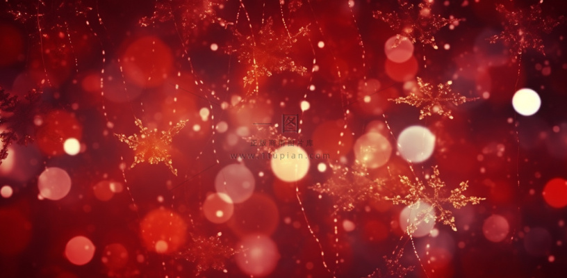 红色闪光粒子雪花光晕灯光喜庆摄影背景图