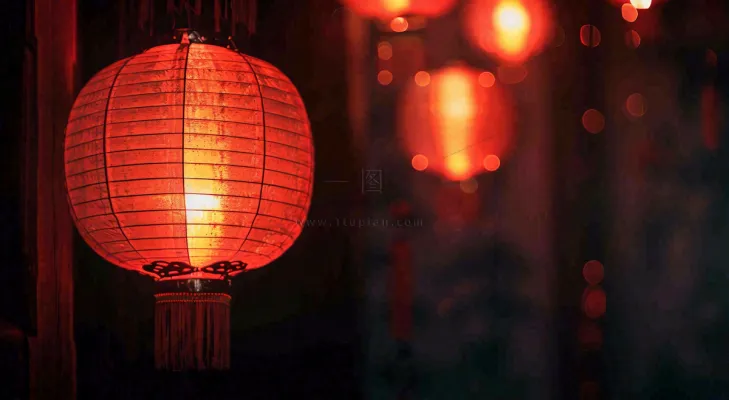 新春佳节红色灯笼元宵节小年除夕夜喜庆摄影图