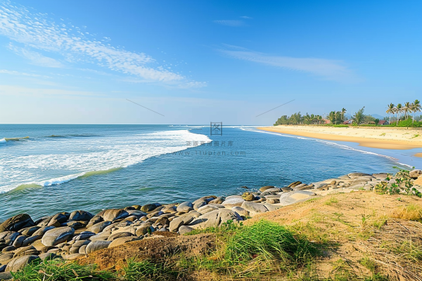夏日海滩蓝色海洋度假摄影图