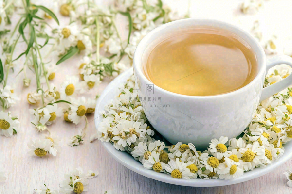 菊花茶白色茶具唯美雏菊下午茶摄影图