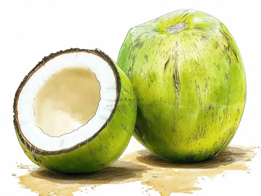 青皮椰子新鲜水果背景图