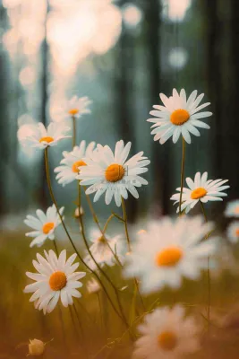 落日小花小草花朵特写，郊游玩耍意境摄影图