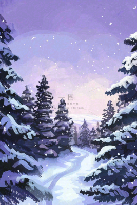冬天白雪覆盖寒冷唯美雪景小寒插画背景