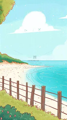 海边沙滩玩耍旅行夏日假期游玩手绘插画,可爱清新,夏至小暑大暑 海边沙滩玩耍旅行夏日假期游玩手绘插画,可爱清新,夏至小暑大暑