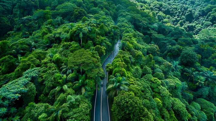 森林环山公路俯拍摄影图