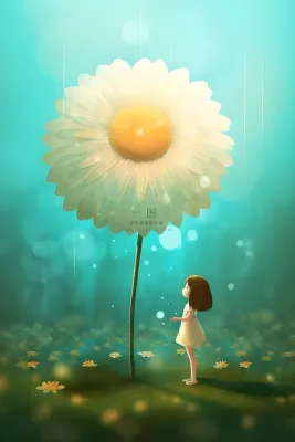 手绘插画花人物草原山森林大自然素材海报背景