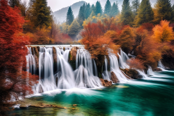 秋季风景九寨沟摄影图