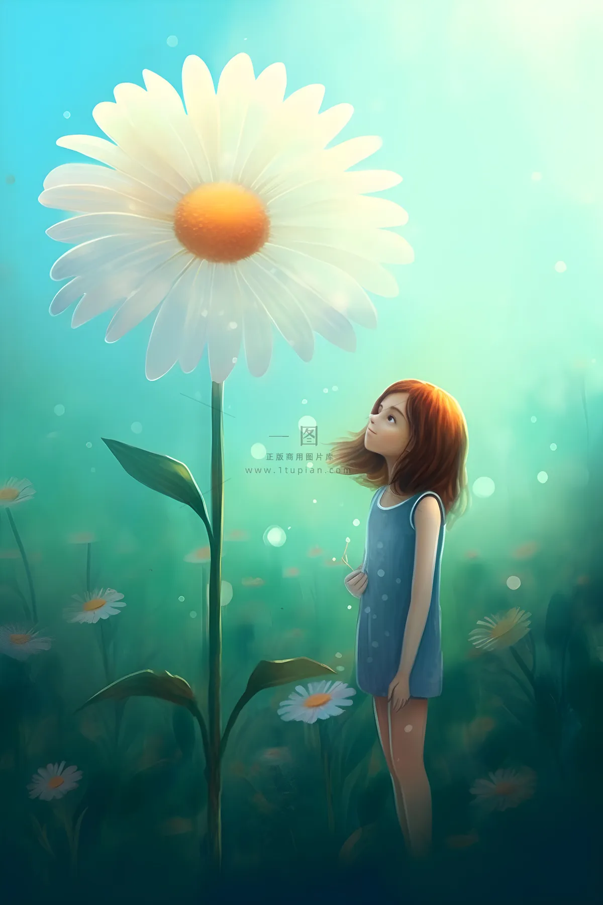手绘插画花人物草原山森林大自然素材海报背景