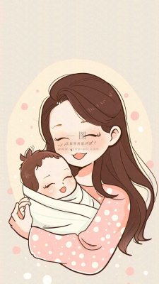母亲节妈妈亲情抱着孩子鲜花光辉插画背景 母亲节妈妈亲情抱着孩子鲜花光辉插画背景