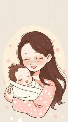 母亲节妈妈亲情抱着孩子鲜花光辉插画背景 母亲节妈妈亲情抱着孩子鲜花光辉插画背景