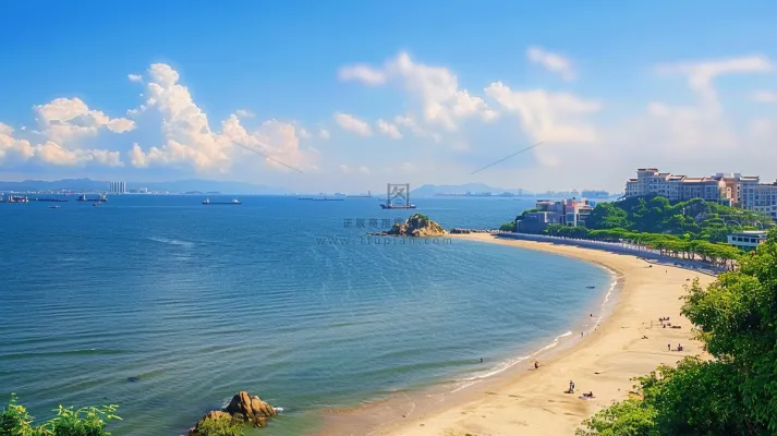 海边沙滩礁石大自然风光摄影图