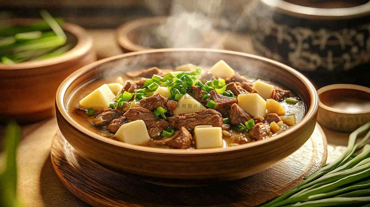 土豆牛肉牛腩美味美食摄影图