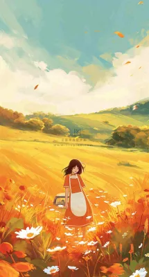 春日浪漫山脉鲜花草坪里的女孩,油画手绘插画,春分 春日浪漫山脉鲜花草坪里的女孩,油画手绘插画,春分