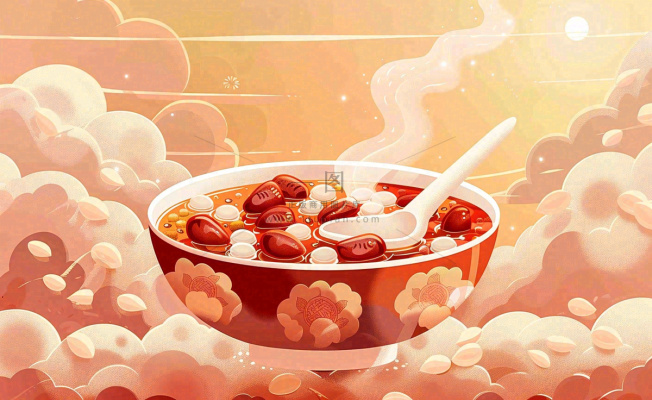 腊八粥传统美食国潮风插画腊八节插画背景