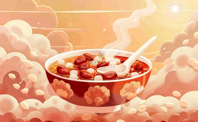 腊八粥传统美食国潮风插画腊八节插画背景
