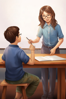 上课老师学生扁平插画背景