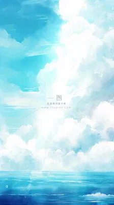 海洋海面蓝天云层白云清新春天夏天阳光，立夏夏至大暑小暑