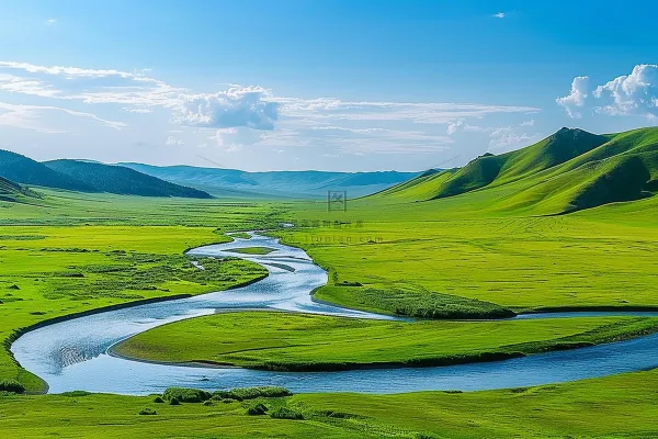 绿色湿地河流大自然风景摄影图
