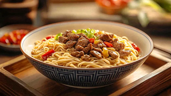 红烧牛肉面粉美食面食摄影图