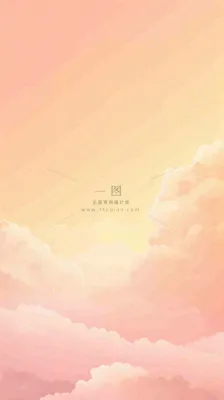 粉黄色渐变温暖云层白云可爱插画手绘