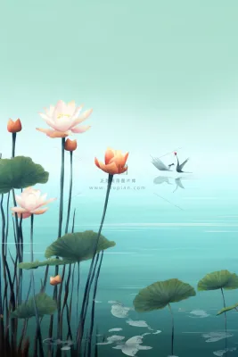 创意简约绿色清新国风莲花背景 创意简约绿色清新国风莲花背景