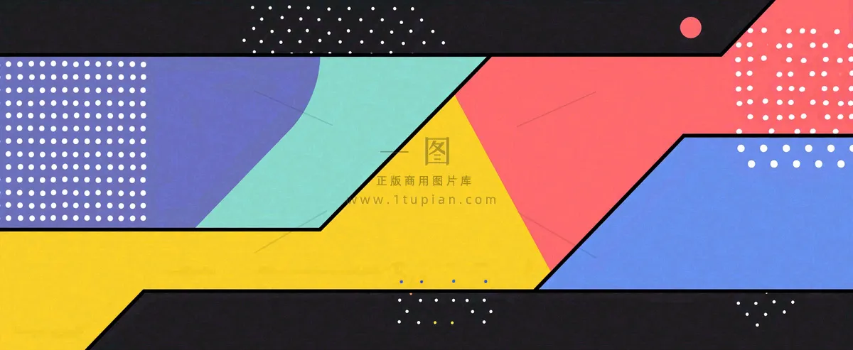 彩色涂鸦墙矩形形状点线面，高饱和色彩青春