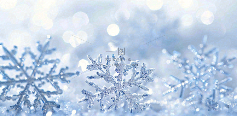 冬天白色雪花闪亮水晶银色大雪小雪摄影图