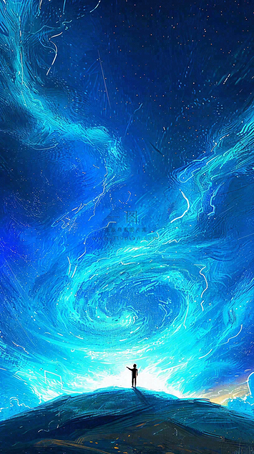 夜晚天蓝色天空科幻绚丽星空