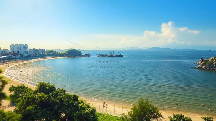 海边沙滩礁石大自然风光摄影图