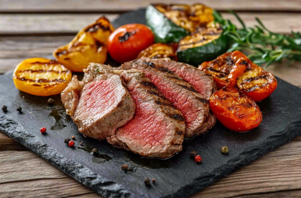 美味的煎牛排牛肉番茄土豆西餐美食摄影图