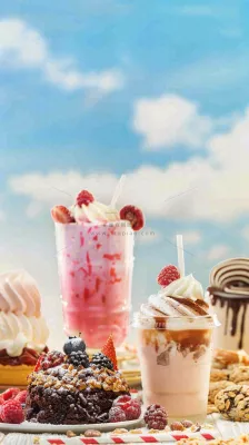 夏日饮品饮料清凉背景