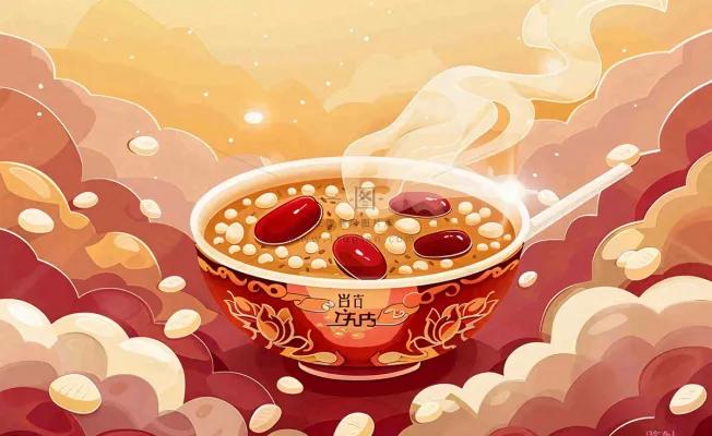 腊八粥传统美食国潮风插画腊八节插画背景