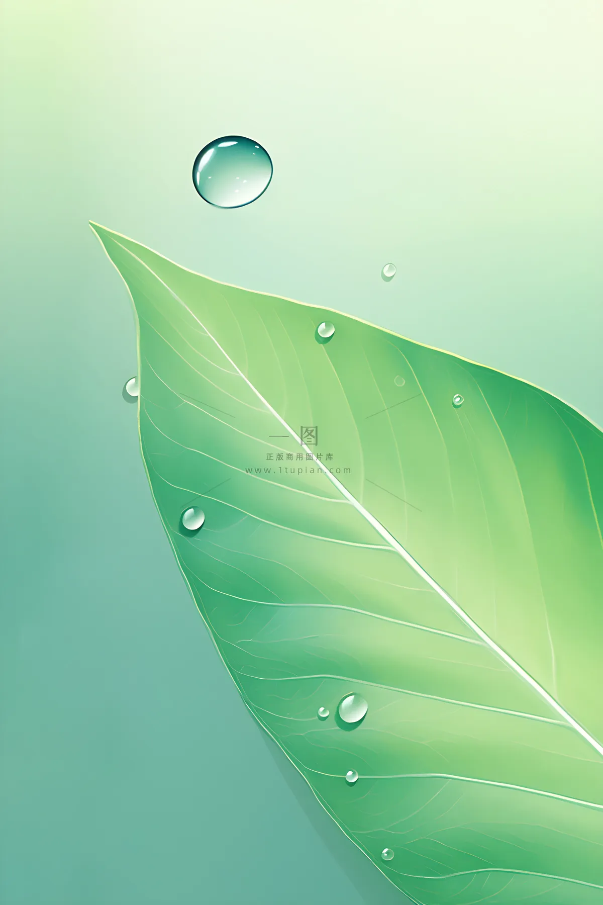 简约清新渐变黄绿色树叶纹理背景