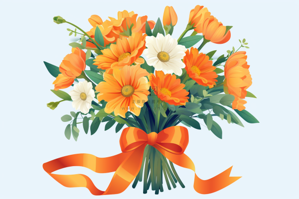 手捧花花束鲜花卡通插画素材