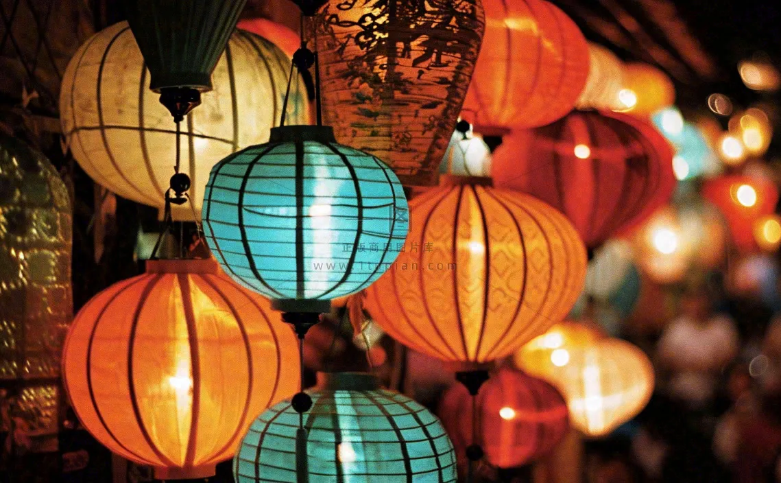 灯笼喜庆中秋佳节夜晚,元宵节摄影图