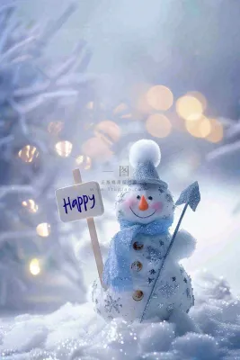 冬天白雪世界可爱雪人木牌欢迎唯美立冬小雪大雪冬至摄影图