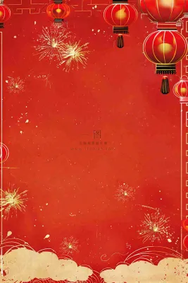 红色节日新年春节活动灯笼金边喜庆氛围中国红背景