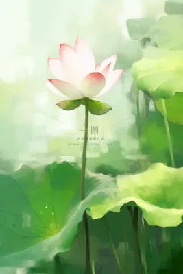 国风荷花水墨节气背景 国风荷花水墨节气背景