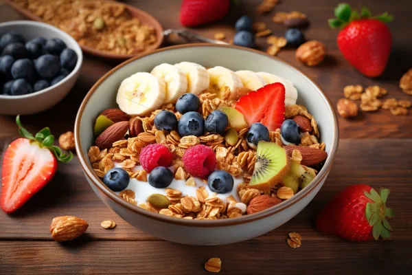 水果麦片坚果酸奶捞美食甜点摄影图