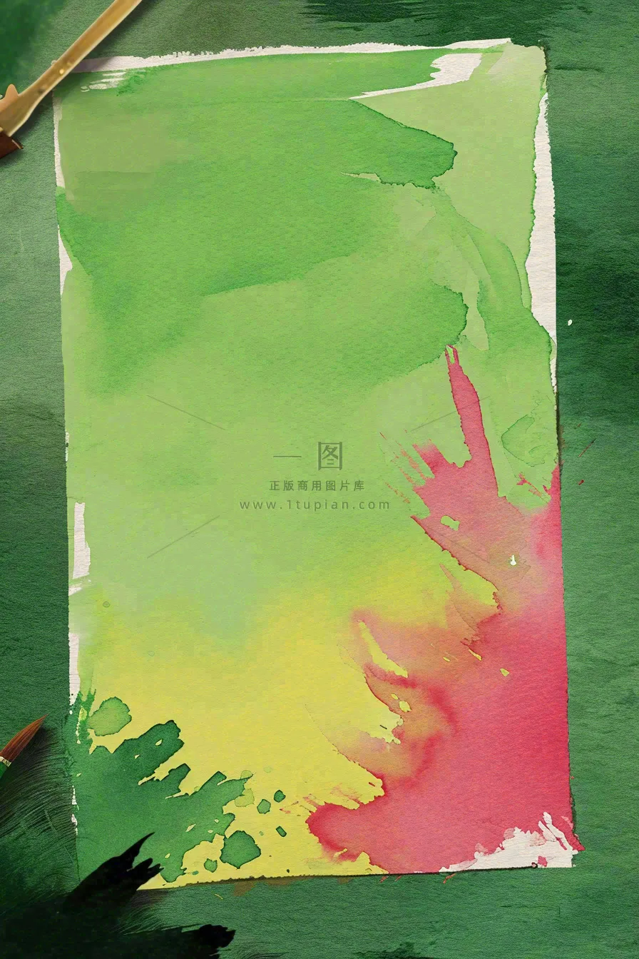 清新绿色纸张泼墨水墨纹理