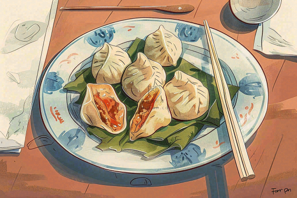 饺子中国传统美食冬至插画背景 饺子中国传统美食冬至插画背景