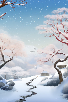 大雪雪景唯美雪路树枝节气海报背景 大雪雪景唯美雪路树枝节气海报背景
