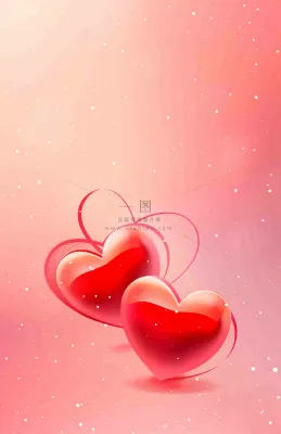 红色爱心粉色光圈立体插画情人节七夕背景 红色爱心粉色光圈立体插画情人节七夕背景