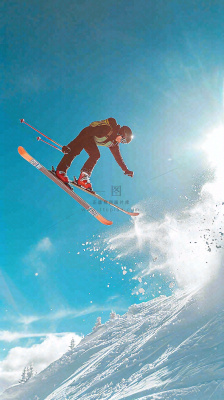 冬季冰雪极限滑雪旅行比赛，体育运动摄影图