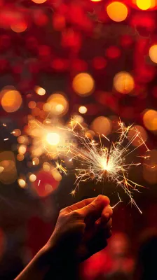 新年放烟花庆祝红色喜庆小年除夕夜春节摄影图