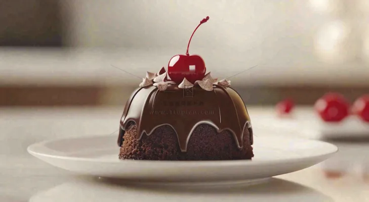 甜点巧克力小蛋糕布丁美食摄影图