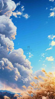 秋天蓝天户外芦苇草，立秋秋分摄影图