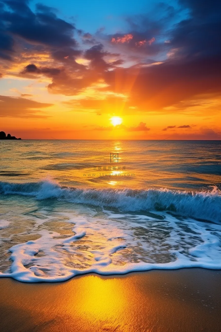 海洋海边日出日落夕阳摄影图