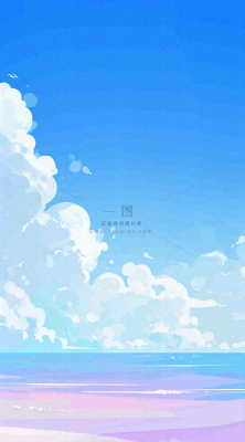 蓝紫色天空白云清新浪漫落日海上倒影 蓝紫色天空白云清新浪漫落日海上倒影