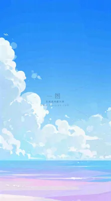 蓝紫色天空白云清新浪漫落日海上倒影 蓝紫色天空白云清新浪漫落日海上倒影